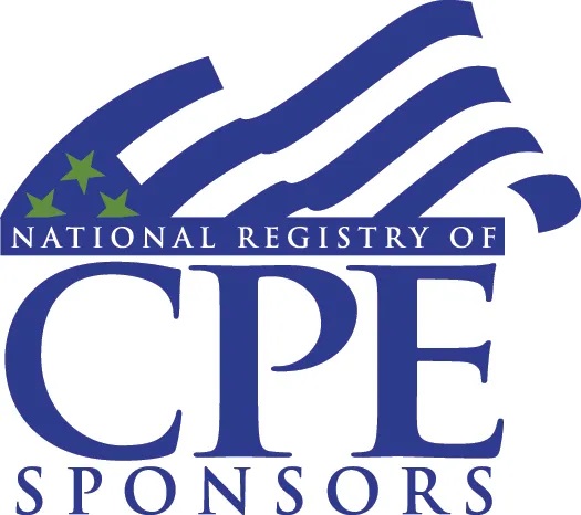Logo with blue and white stripes, three green stars, and the text National Registry of CPE Sponsors—perfect for promoting your Mid-South Seminar or Planned Giving events.